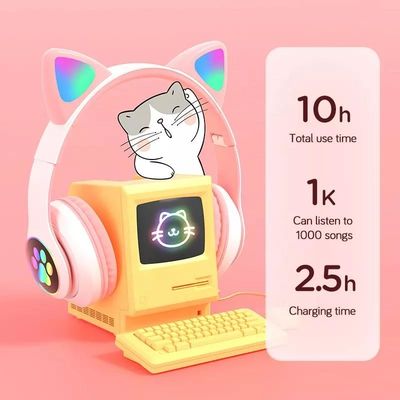 黒いブルートゥース猫のヘッドホーン、ブルートゥースの折り畳み式の無線ヘッドホーン